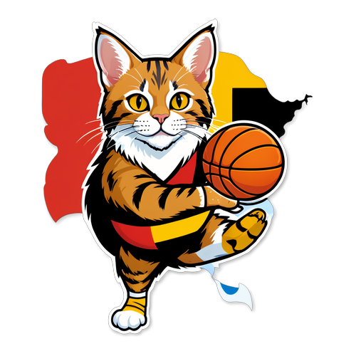 Schattige Belgische Kattensport! Ontdek de Unieke Basketbal Sticker die Iedereen Verbijstert!