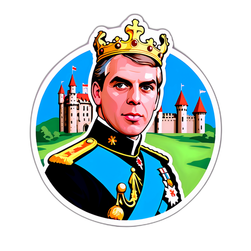 Historisches Bild von Prinz Andrew mit stilisiertem Schloss