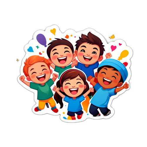 Vrolijke Spelende Kinderen Sticker
