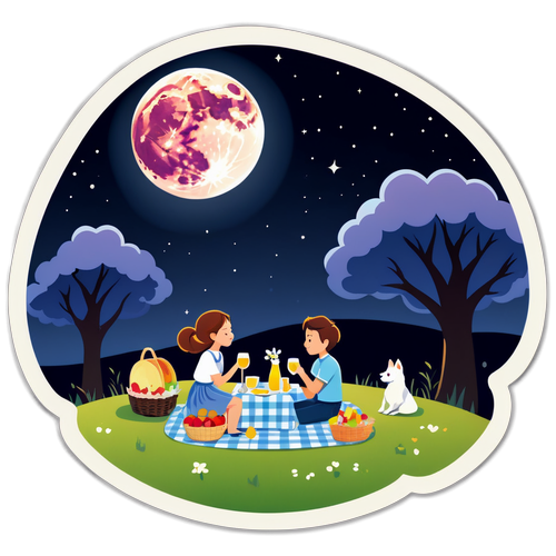 Romantische Mondnacht mit Picknick
