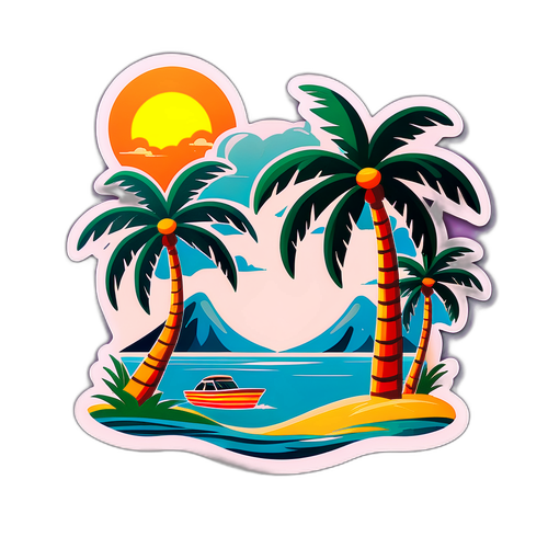 Solsidan klistermärke med strandmotiv