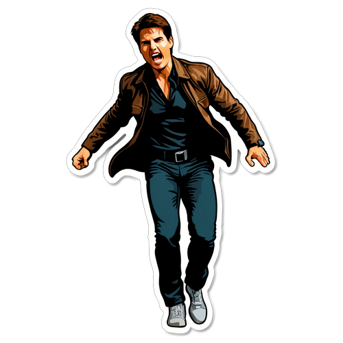 Tom Cruise i en dynamisk actionpose