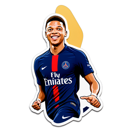 PSG 로고와 킬리안 음바페 일러스트의 스티커 디자인