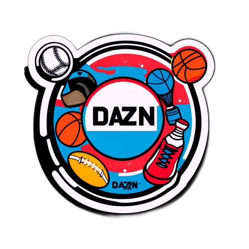 DAZN-Logo Urheiluvälineiden Ympäröimänä
