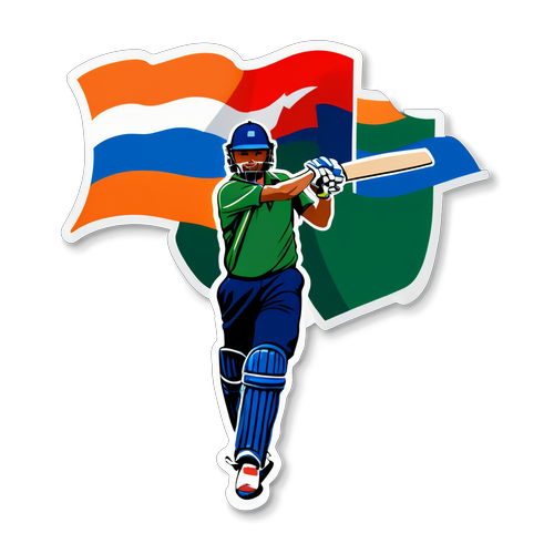 Silhouette d'un joueur de cricket avec les drapeaux indien et anglais