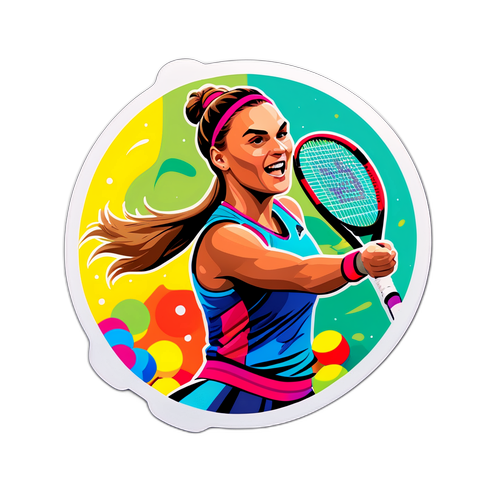 Aufkleber-Design mit dynamischer Illustration von Aryna Sabalenka