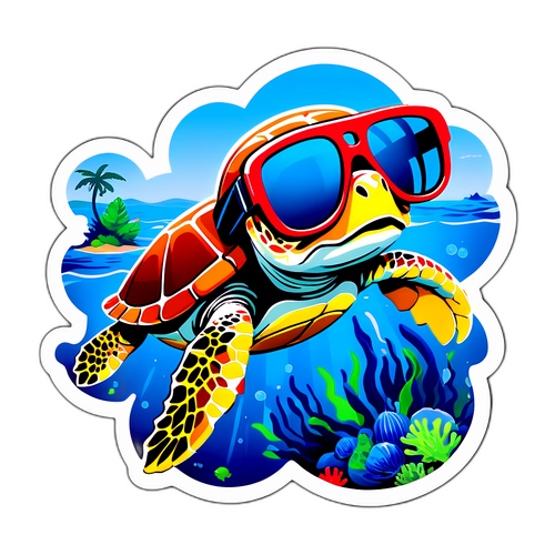 Testa di Tartaruga Giocosa con Occhiali Giganti