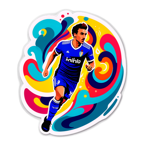 Sticker artistic cu Andrei Nicolescu pe teren