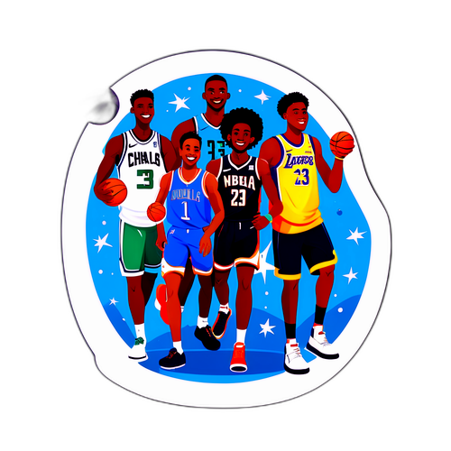 NBAドラフトを祝う若者たちのユニークなイラスト