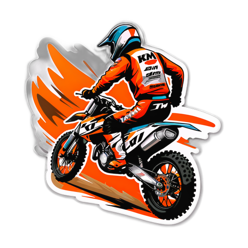 Aggressives KTM Racing Motorrad auf staubiger Strecke