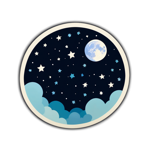 Celestial Night Sky with Full Moon