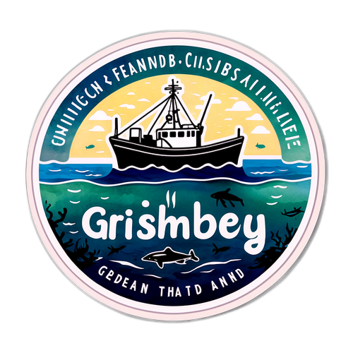 Návrh samolepky s místy z Grimsby