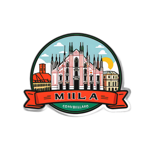 Εικονική Θέα της Μιλάνου με τον Καθεδρικό Ναό και κλασικά καφέ