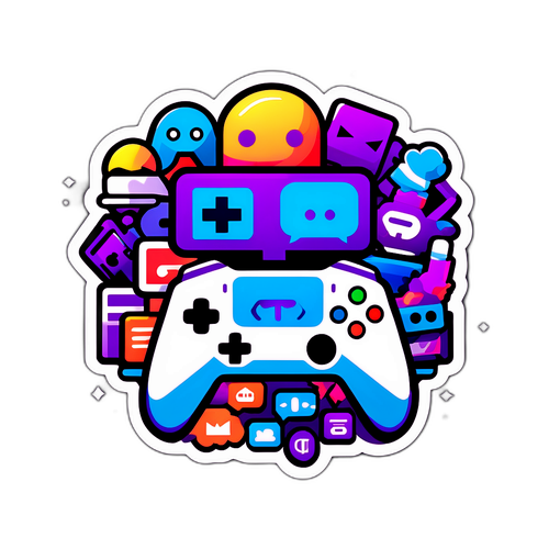 Fargerik Twitch-logo med spillikoner