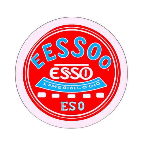 Logo vintage Esso avec des couleurs vives et des éléments vintage pour une touche nostalgique