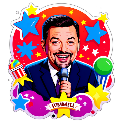Sticker Jimmy Kimmel Memegang Mikrofon