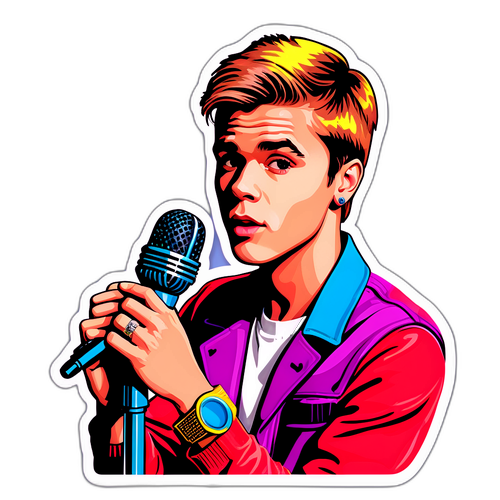 Adesivo in stile retro di Justin Bieber