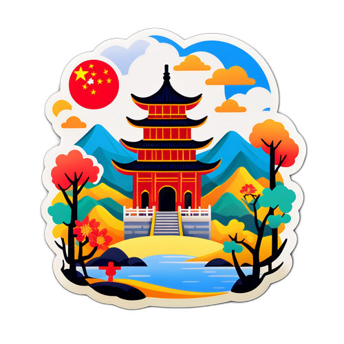欢迎游客的中国风景贴纸