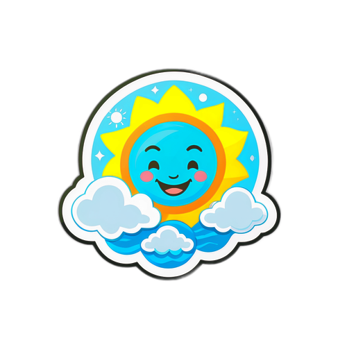 สติ๊กเกอร์พยากรณ์อากาศกับพระอาทิตย์ยิ้มแย้ม