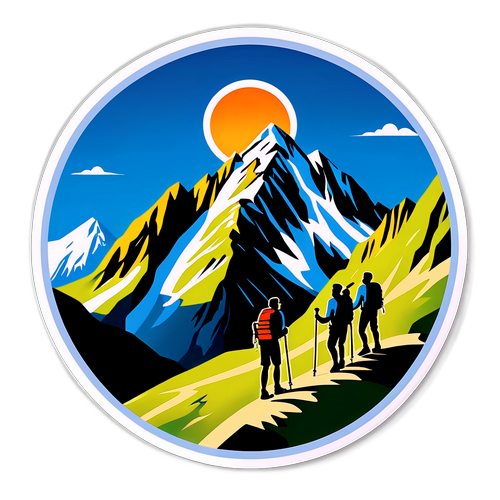 Einladender Aufkleber von Wanderern auf dem Stubai-Höhenweg