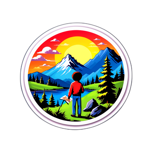 Σχέδιο αυτοκόλλητου με τον Bob Ross
