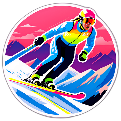 Stylisierte Skispringerin in Aktion