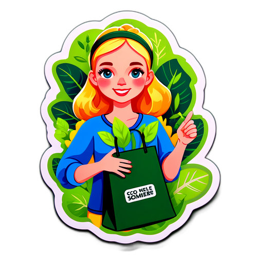 Sticker met Nele Somers en een milieuvriendelijke tas