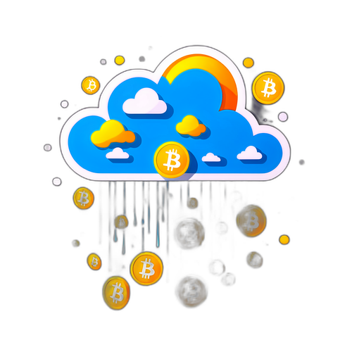 Rekaan Awan dengan Hujan Koin Bitcoin