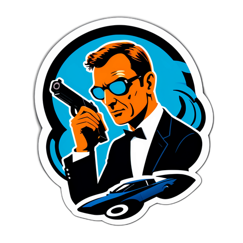 Adesivo elegante a tema 007 con silhouette di un spia