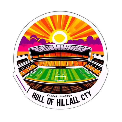 נוף שקיעה צבעוני מעל האיצטדיון של העיר האול