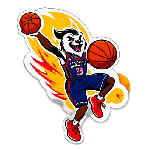 Sticker ng Mascot ng Rockets na Nagtatanim ng Basketball