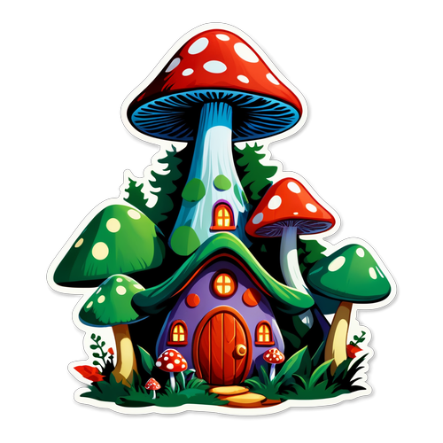 魔法森林中的精灵和蘑菇屋