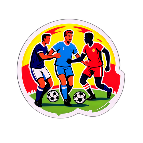 Stiker Gaya Retro Pertandingan Bola Sepak