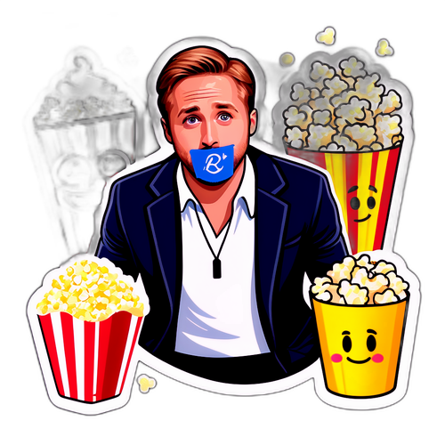 En skør klistermærke af Ryan Gosling i forskellige filmroller