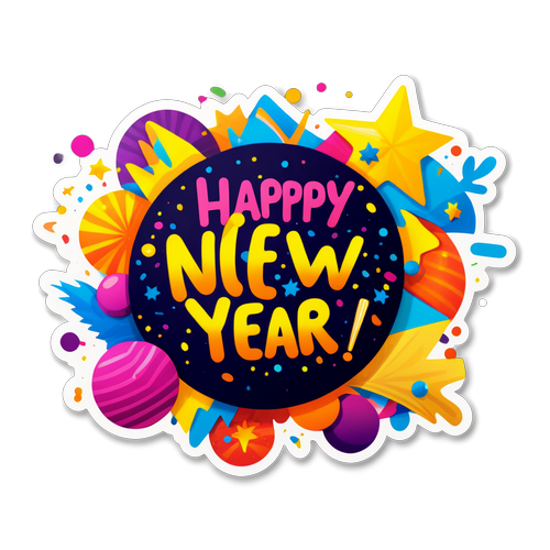 Vibrant 'Happy New Year' Sticker