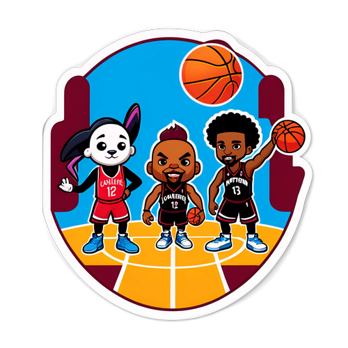 Makulay na Sticker ng Basketball Court