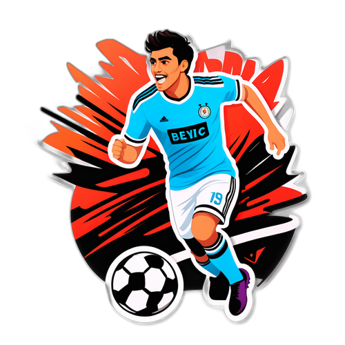 Adesivo di Nico Gonzalez con campo da calcio stilizzato