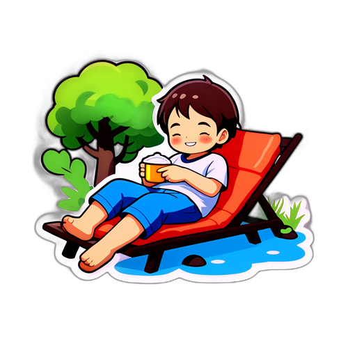 自然でくつろぐ鶴羽のキャラクター