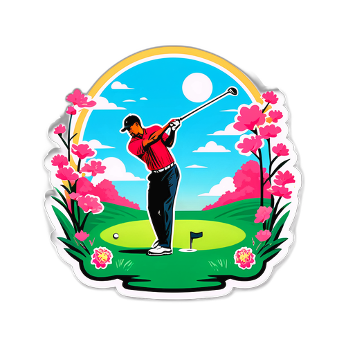 Bloeiende Golfbaan met Golfspeler