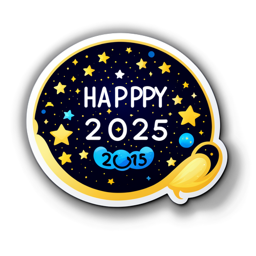 Elegant Sticker "Feliz 2025" con Estrellas