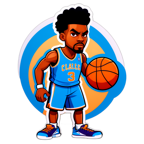 Personnage stylisé tenant un ballon de basket