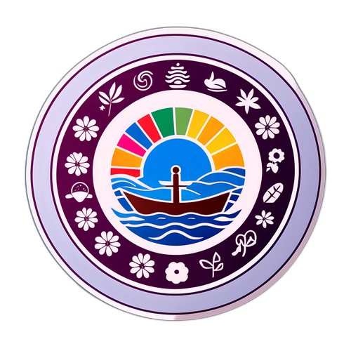 Sticker con el logo de ANSES adornado con símbolos de retiro y tranquilidad