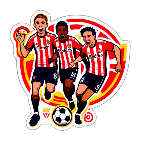 Färgglad fotbollsscen med Sunderland-logotyp