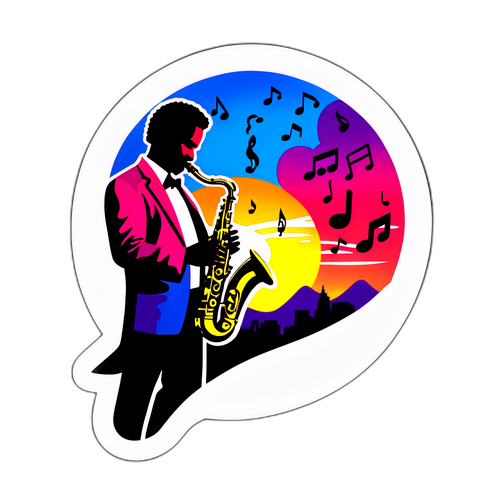 Sunset Saxophonist Sticker