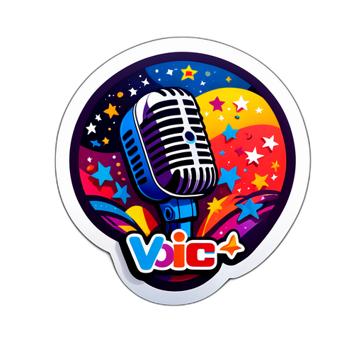 Стикер с логотипом 'Voice. Kids' в форме микрофона
