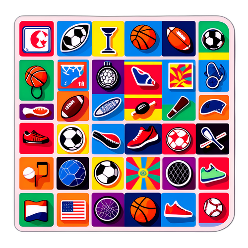 Flera sporter i en färgglad mosaikdesign