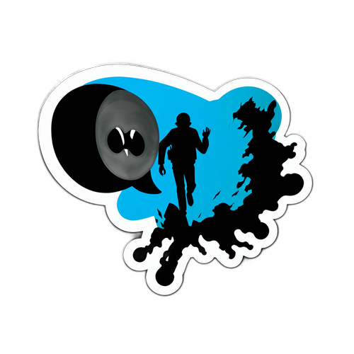 Een sticker van een mysterieuze schaduw die een persoon achternazit