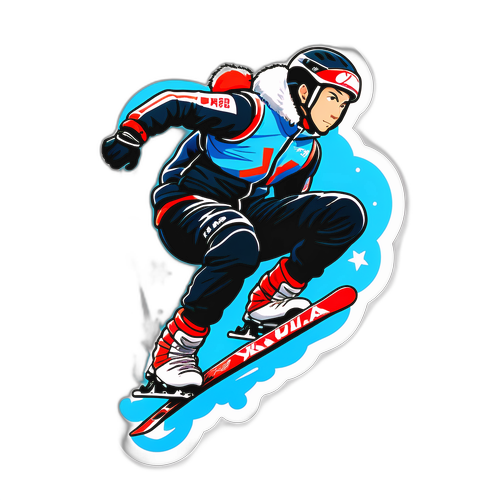 Autocolant Yuma Kagiyama - Eleganță și Forță în Sporturi de Iarnă