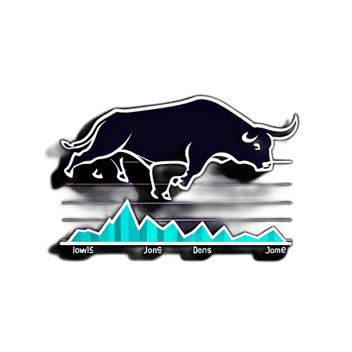 Grafik Indeks Dow Jones dengan Simbol Lembu