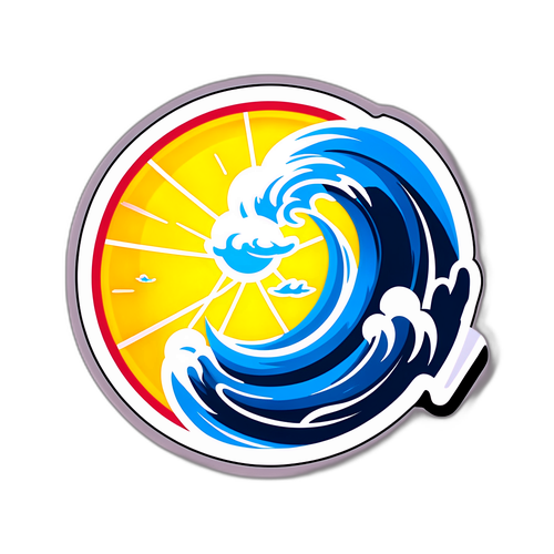 Sticker ng Eksena ng Alon at Araw